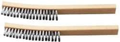 Ability One - 4 Rows x 1 Column Steel Plater's Brush - 13" OAL, 1" Trim Length, Wood Curved Handle - Exact Tool & Supply