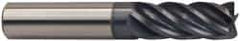 Accupro - 1/8", 1/2" LOC, 1/8" Shank Diam, 2" OAL, 5 Flute, Solid Carbide Square End Mill - Single End, AlTiN Finish, Spiral Flute, 37° Helix, Centercutting, Right Hand Cut, Right Hand Flute - Exact Tool & Supply