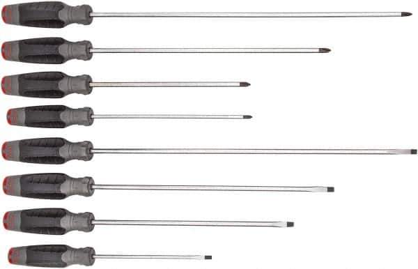 Proto - 8 Piece Slotted & Phillips Screwdriver Set - Bit Sizes: Philips #1 to #2 - Exact Tool & Supply