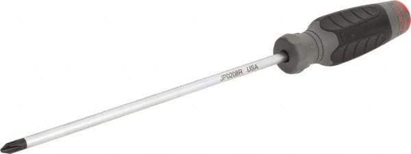 Proto - #2, 12-1/4" OAL, Standard Phillips Screwdriver - 8" Blade Length, Round Shank, Ergonomic Handle - Exact Tool & Supply