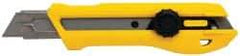 Stanley - Snap Utility Knife - 4-3/8" Blade, Yellow, Silver & Black Elastomer Plastic Handle, 1 Blade Included - Exact Tool & Supply