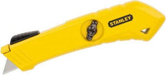 Stanley - Springback Safety Cutter - 2-29/64" Blade, Yellow Zinc Handle, 1 Blade Included - Exact Tool & Supply