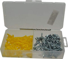 Value Collection - 200 Piece, #6 to 8 Screw, Plastic & Steel Hex Drive Anchor Assortment - Zinc Plated, 3/4" Long - Exact Tool & Supply