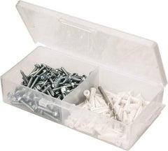 Value Collection - 200 Piece, #8 to 10 Screw, Plastic & Steel Hex Drive Anchor Assortment - Zinc Plated, 7/8" Long - Exact Tool & Supply
