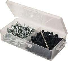Value Collection - 200 Piece, #10 to 12 Screw, Plastic & Steel Hex Drive Anchor Assortment - Zinc Plated, 1" Long - Exact Tool & Supply