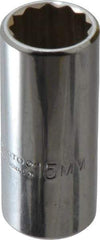 Proto - 1/4" Drive, Deep Hand Socket - 12 Points, 1-15/16" OAL, Alloy Steel, Chrome Finish - Exact Tool & Supply