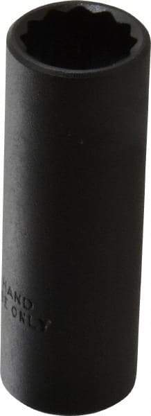 Proto - 1/2", 3/8" Drive, Deep Hand Socket - 12 Points, 2-1/8" OAL, Alloy Steel, Black Finish - Exact Tool & Supply