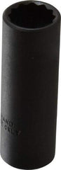 Proto - 1/2", 3/8" Drive, Deep Hand Socket - 12 Points, 2-1/8" OAL, Alloy Steel, Black Finish - Exact Tool & Supply