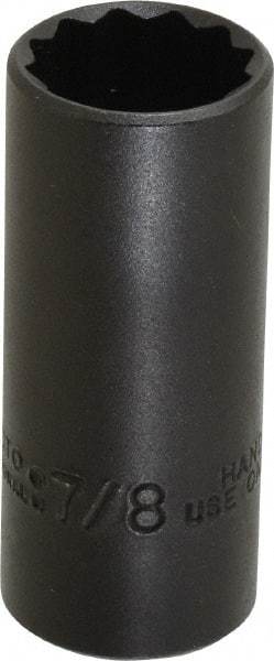 Proto - 7/8", 3/8" Drive, Deep Hand Socket - 12 Points, 2-3/4" OAL, Alloy Steel, Black Finish - Exact Tool & Supply