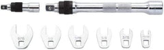Proto - 8 Piece 1/4" Drive Open End Crowfoot Wrench Set - 1/4 to 9/16", with Clip Rail - Exact Tool & Supply