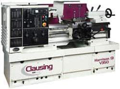 Clausing - 13-3/4" Swing, 25-1/4" Between Centers, 230 Volt, Triple Phase Engine Lathe - 4MT Taper, 10 hp, 17 to 3,250 RPM, 1-5/8" Bore Diam, 53" Deep x 65" High x 80" Long - Exact Tool & Supply