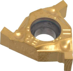 Hertel - 0.06216ER/IL Grade HG220TR, 1/16" Cutting Width Carbide Grooving Insert - 0.075" Max Depth of Cut, Right Hand, 0.004" Corner Radius, TiC/TiN Finish - Exact Tool & Supply