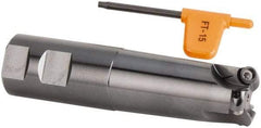 Kennametal - 1-1/4" Cutting Diam, 1-1/4" Shank Diam, 1-1/4" Max Depth of Cut, Straight Shank Indexable Copy End Mill - 3 Inserts, RD.X 10.. Insert, KDM Toolholder, Through Coolant - Exact Tool & Supply