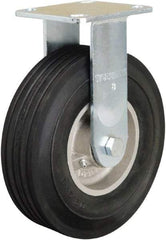 Hamilton - 8" Diam x 2" Wide, Rubber Rigid Caster - 500 Lb Capacity, Top Plate Mount, 4" x 4-1/2" Plate, Straight Roller Bearing - Exact Tool & Supply