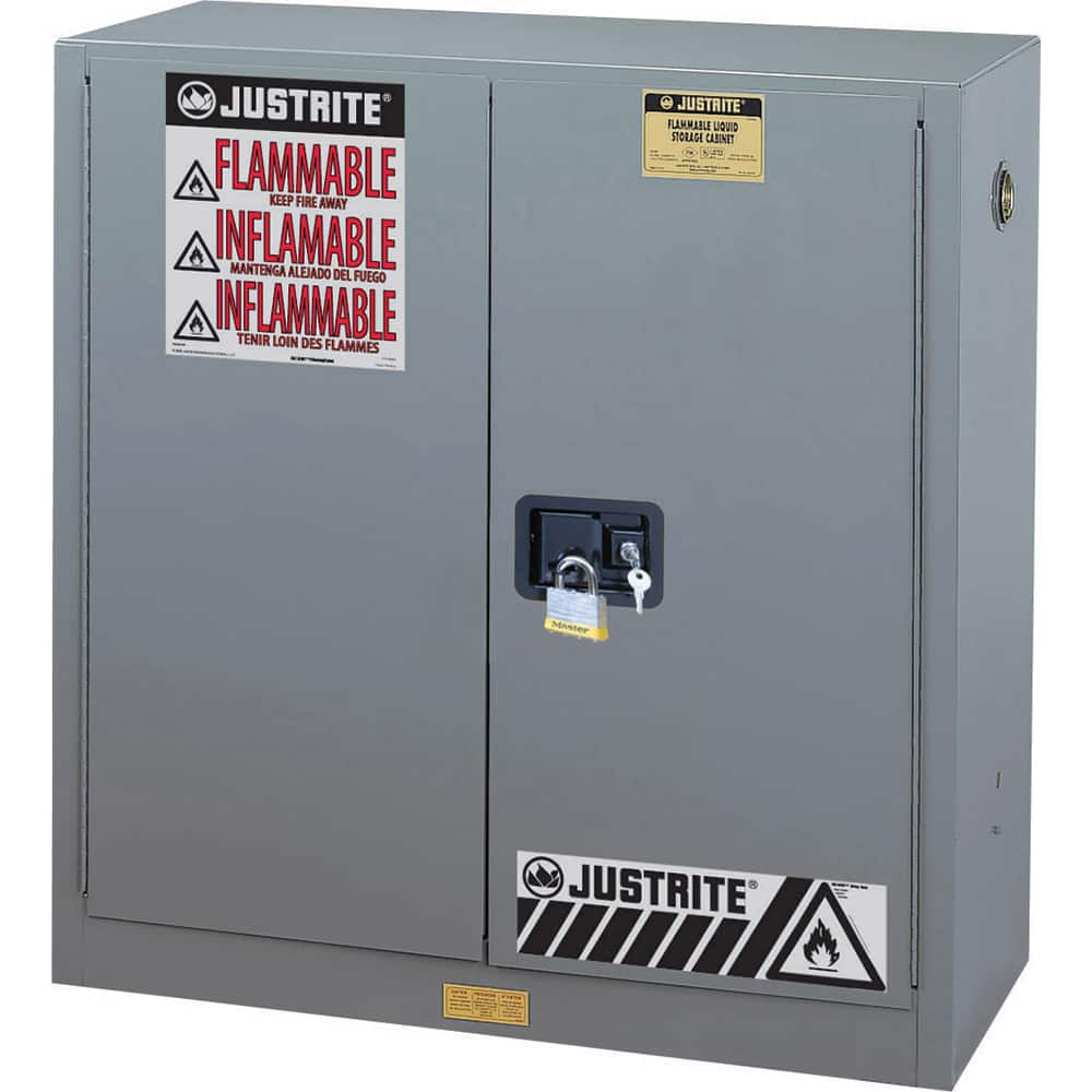 Justrite - 2 Door 1 Shelf 30 Gal Safety Cabinet for Flammable Substances - Exact Tool & Supply
