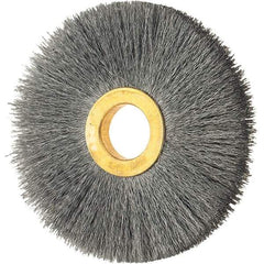 Osborn - 3" OD, 5/8" Arbor Hole, Crimped Steel Wheel Brush - 3/8" Face Width, 15/16" Trim Length, 0.008" Filament Diam, 20,000 RPM - Exact Tool & Supply