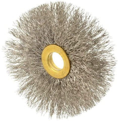 Osborn - 3" OD, 1/2" Arbor Hole, Crimped Stainless Steel Wheel Brush - 1/4" Face Width, 1" Trim Length, 0.008" Filament Diam, 20,000 RPM - Exact Tool & Supply