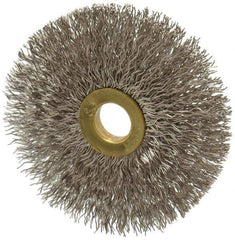 Osborn - 3" OD, 1/2" Arbor Hole, Crimped Stainless Steel Wheel Brush - 1/4" Face Width, 1" Trim Length, 0.014" Filament Diam, 20,000 RPM - Exact Tool & Supply
