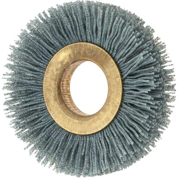 Osborn - 2" OD, 5/8" Arbor Hole, Crimped Nylon Wheel Brush - 3/8" Face Width, 7/16" Trim Length, 0.024" Filament Diam, 15,000 RPM - Exact Tool & Supply
