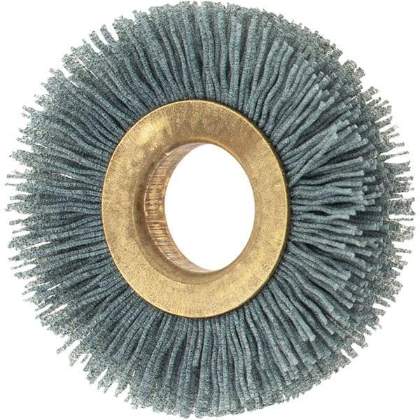 Osborn - 2" OD, 5/8" Arbor Hole, Crimped Nylon Wheel Brush - 3/8" Face Width, 7/16" Trim Length, 0.022" Filament Diam, 15,000 RPM - Exact Tool & Supply