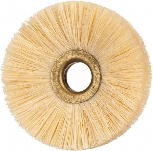 Osborn - 2-1/2" OD, 1/2" Arbor Hole, Natural Fiber Wheel Brush - 5/16" Face Width, 3/4" Trim Length, 20,000 RPM - Exact Tool & Supply
