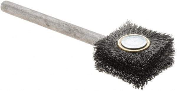 Osborn - Flat Steel Tube Brush - 0.006" Filament Diam, 1" Brush Length, 3-1/4" OAL, 1/4" Diam Shank - Exact Tool & Supply