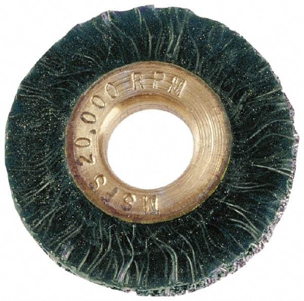 Osborn - 1-1/4" OD, 3/8" Arbor Hole, Steel Wheel Brush - 3/16" Face Width, 1/4" Trim Length, 0.008" Filament Diam, 20,000 RPM - Exact Tool & Supply