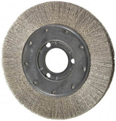 Osborn - 6" OD, 1-1/4" Arbor Hole, Crimped Stainless Steel Wheel Brush - 5/8" Face Width, 1-1/8" Trim Length, 0.005" Filament Diam, 6,000 RPM - Exact Tool & Supply