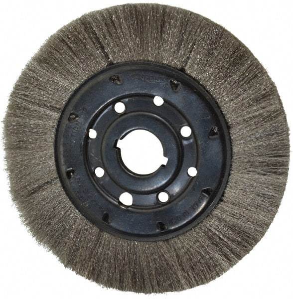 Osborn - 8" OD, 1-1/4" Arbor Hole, Crimped Stainless Steel Wheel Brush - 3/4" Face Width, 1-1/2" Trim Length, 0.005" Filament Diam, 4,500 RPM - Exact Tool & Supply