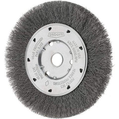 Osborn - 6" OD, 5/8" Arbor Hole, Crimped Steel Wheel Brush - 5/8" Face Width, 1-1/8" Trim Length, 0.008" Filament Diam, 6,000 RPM - Exact Tool & Supply