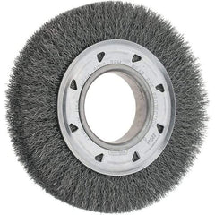 Osborn - 6" OD, 2" Arbor Hole, Crimped Steel Wheel Brush - 7/8" Face Width, 1" Trim Length, 0.0104" Filament Diam, 6,000 RPM - Exact Tool & Supply