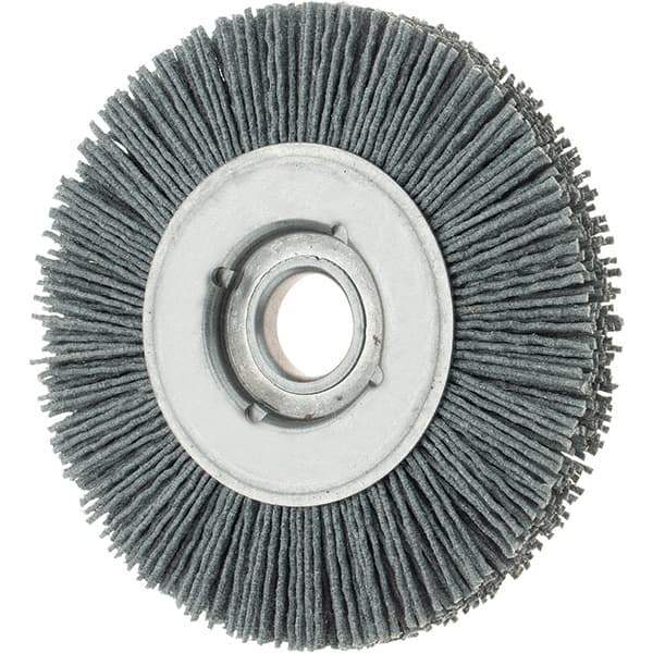 Osborn - 4" OD, 5/8" Arbor Hole, Crimped Nylon Wheel Brush - 5/8" Face Width, 3/4" Trim Length, 0.04" Filament Diam, 12,000 RPM - Exact Tool & Supply