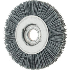Osborn - 4" OD, 5/8" Arbor Hole, Crimped Nylon Wheel Brush - 5/8" Face Width, 3/4" Trim Length, 0.035" Filament Diam, 12,000 RPM - Exact Tool & Supply