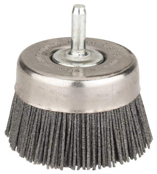 Osborn - 2-1/2" Diam, 1/4" Shank Straight Wire Silicon Carbide Cup Brush - Medium Grade, 1" Trim Length, 5,000 Max RPM - Exact Tool & Supply