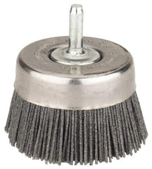 Osborn - 2-1/2" Diam, 1/4" Shank Straight Wire Silicon Carbide Cup Brush - Medium Grade, 1" Trim Length, 5,000 Max RPM - Exact Tool & Supply