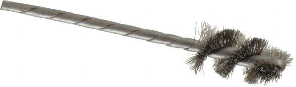 Osborn - 1/2" Diam Helical Stainless Steel Tube Brush - 0.005" Filament Diam, 1" Brush Length, 3-1/2" OAL, 1/8" Diam Shank - Exact Tool & Supply
