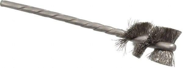 Osborn - 5/8" Diam Helical Stainless Steel Tube Brush - 0.005" Filament Diam, 1" Brush Length, 3-1/2" OAL, 1/8" Diam Shank - Exact Tool & Supply