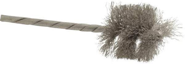 Osborn - 1" Diam Helical Stainless Steel Tube Brush - 0.005" Filament Diam, 1" Brush Length, 3-1/2" OAL, 1/8" Diam Shank - Exact Tool & Supply