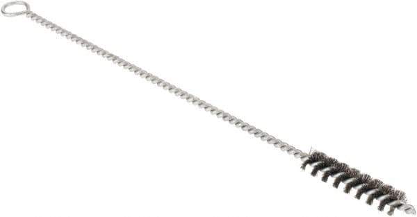 Osborn - 3/8" Diam Helical Steel Tube Brush - Single Spiral, 0.004" Filament Diam, 1-1/2" Brush Length, 8" OAL, 0.132" Diam Shank - Exact Tool & Supply