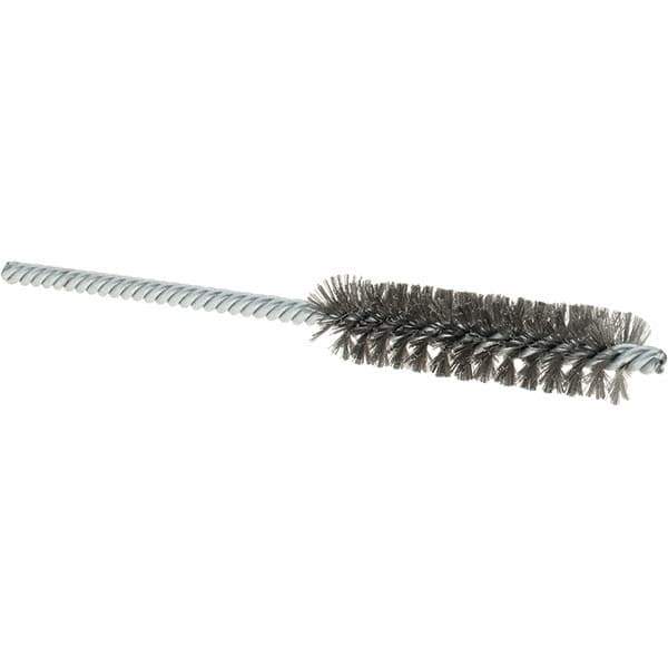 Osborn - 1/2" Diam Helical Steel Tube Brush - Double Spiral, 0.004" Filament Diam, 2" Brush Length, 5" OAL, 0.187" Diam Shank - Exact Tool & Supply