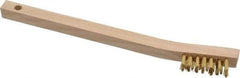 Osborn - 3 Rows x 7 Columns Brass Scratch Brush - 1-7/16" Brush Length, 7-3/4" OAL, 7/16" Trim Length, Wood Curved Handle - Exact Tool & Supply