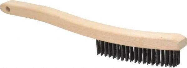 Osborn - 3 Rows x 19 Columns Steel Scratch Brush - 6" Brush Length, 13-11/16" OAL, 1-1/8" Trim Length, Wood Curved Handle - Exact Tool & Supply