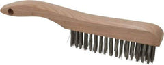 Osborn - 4 Rows x 16 Columns Stainless Steel Scratch Brush - 5-1/4" Brush Length, 10" OAL, 1-1/8" Trim Length, Wood Shoe Handle - Exact Tool & Supply