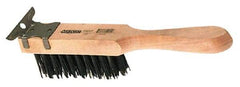 Osborn - 4 Rows x 11 Columns Steel Scratch Brush - 5-1/2" Brush Length, 11-3/8" OAL, 1-5/8" Trim Length, Wood Straight Handle - Exact Tool & Supply