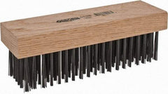 Osborn - 6 Rows x 19 Columns Steel Scratch Brush - 7-1/4" Brush Length, 1-11/16" Trim Length, Wood Straight Handle - Exact Tool & Supply