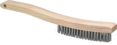 Osborn - 4 Rows x 18 Columns Steel Plater's Brush - 5-3/4" Brush Length, 13-1/4" OAL, 1" Trim Length, Wood Curved Handle - Exact Tool & Supply