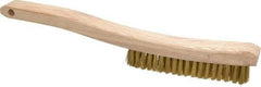 Osborn - 4 Rows x 18 Columns Brass Plater's Brush - 5-3/4" Brush Length, 13-1/4" OAL, 1" Trim Length, Wood Curved Handle - Exact Tool & Supply