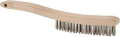 Osborn - 4 Rows x 18 Columns Stainless Steel Plater's Brush - 5-3/4" Brush Length, 13-1/4" OAL, 1" Trim Length, Wood Curved Handle - Exact Tool & Supply