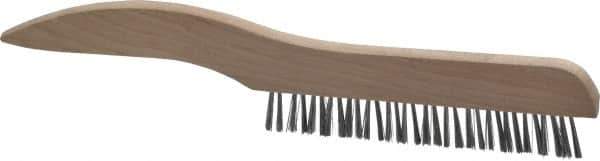 Osborn - 1 Rows x 16 Columns Steel Plater's Brush - 5" Brush Length, 10" OAL, 3/4" Trim Length, Wood Shoe Handle - Exact Tool & Supply