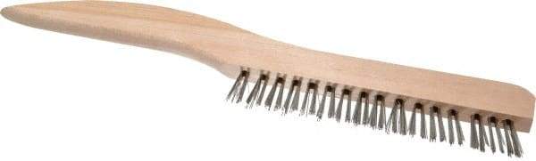 Osborn - 1 Rows x 16 Columns Stainless Steel Plater's Brush - 5" Brush Length, 10" OAL, 3/4" Trim Length, Wood Shoe Handle - Exact Tool & Supply